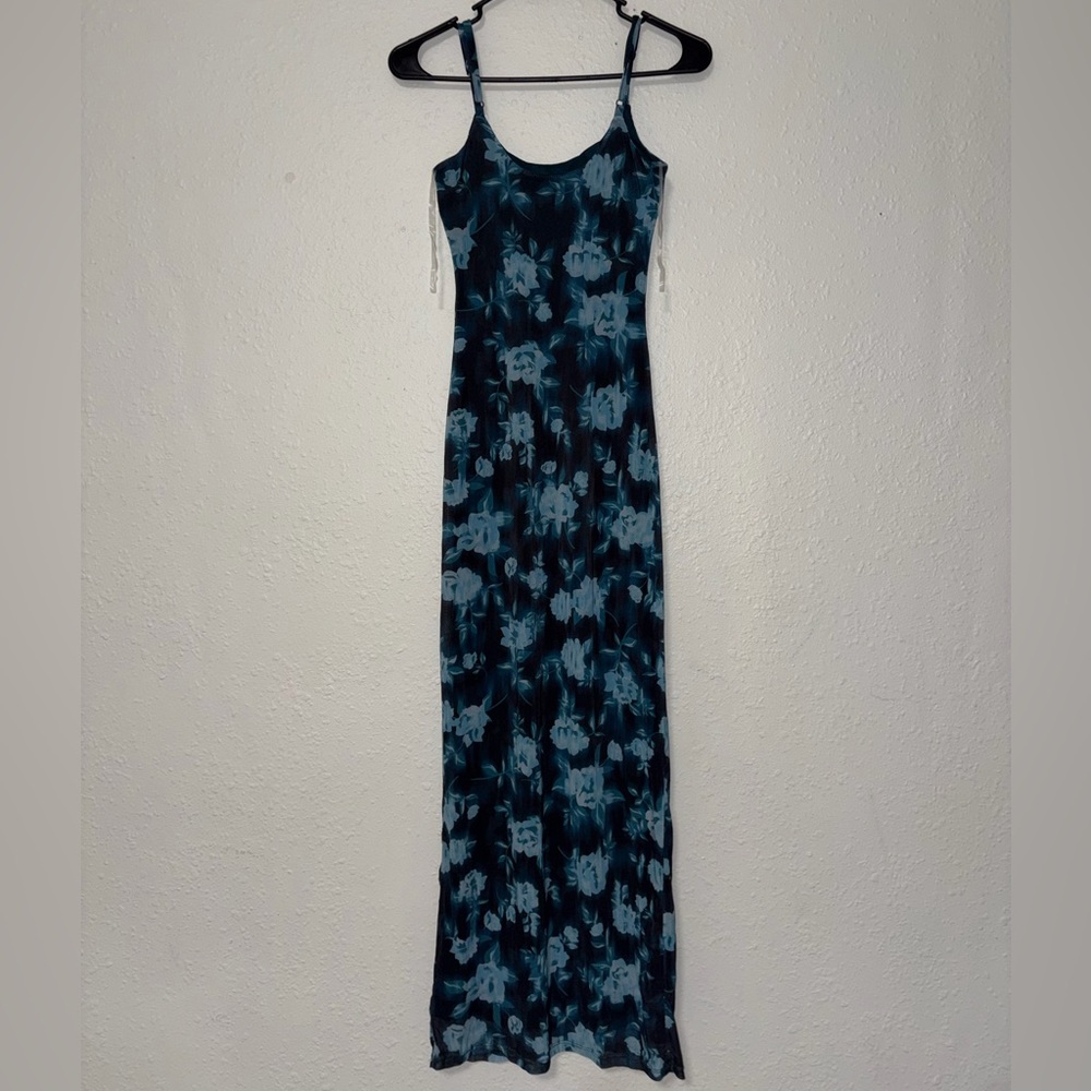 Chic Teal Floral Maxi Dress